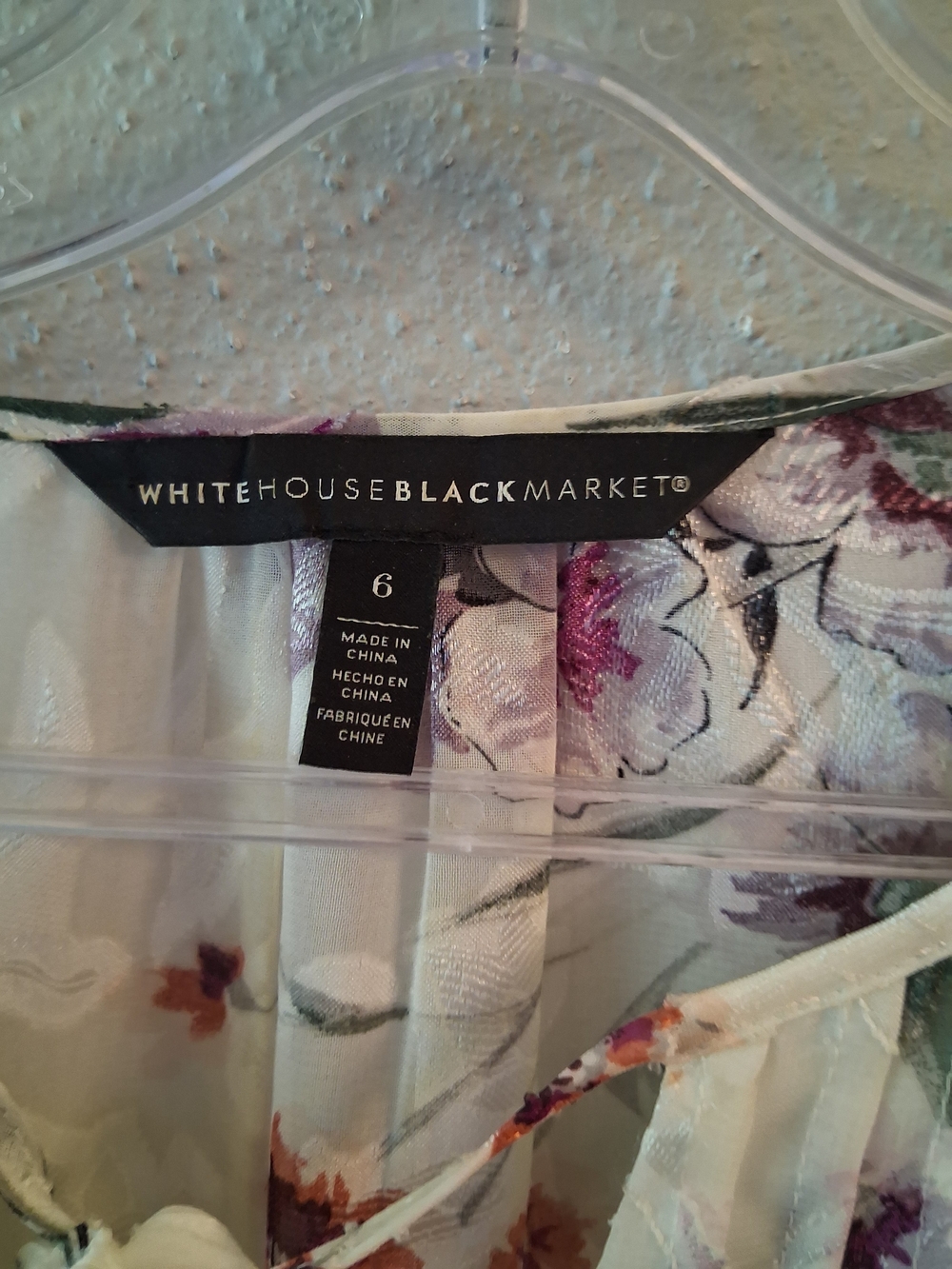 WHBM Floral Lace Chiffon Blouse in White Size 6 - Picture 6 of 7